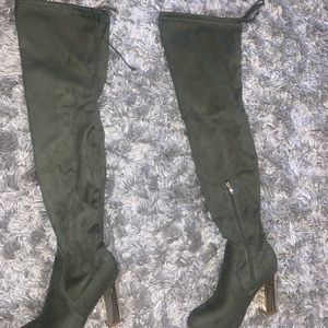 Olive Green Thigh High Heels